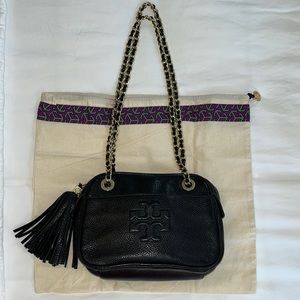 Authentic Tory Burch Black Leather Shoulder Bag